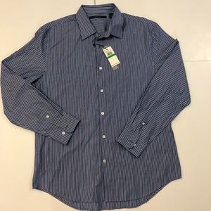 Perry Ellis Mens Striped Blue BU Shirt L NWT